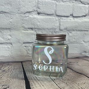 Customizable square mason jar.